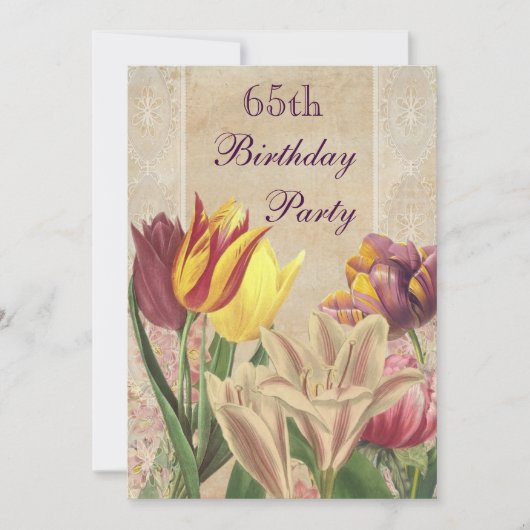 Invitation Tulipes vintages et Lys 65e anniversaire (Devant)