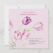 Invitation Tulipes Violettes Élégantes (Devant)