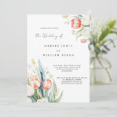 Invitation Tulips aquarelle moderne code qr mariage (Debout devant)