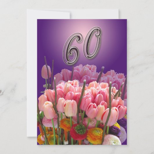 Invitation Tulips d'invitation à la fête du 60e anniversaire (Devant)