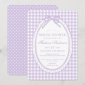 Invitation Tulle Gingham Coquette Nœud Réception de Mariage (Devant / Derrière)
