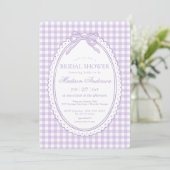 Invitation Tulle Gingham Coquette Nœud Réception de Mariage (Debout devant)