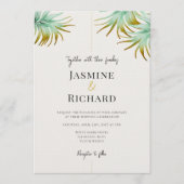 Invitation Tulum Watercolor Tropical Gold Palm Destination (Devant)