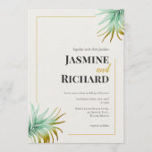 Invitation Tulum Watercolor Tropical Gold Palm Destination (Devant)