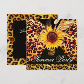 INVITATION TURBAN TOURNESOL ET FOURRURE DE LÉOPARD ÉTÉ JARDIN (Devant / Derrière)