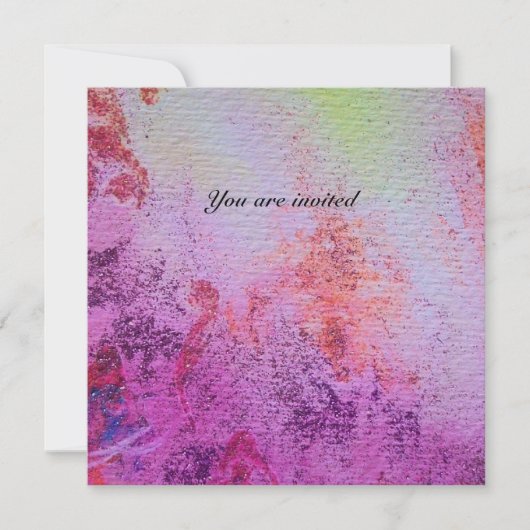 Invitation TURBILLONS D'OR ABSTRAITS métallisé or, rouge pou (Devant)