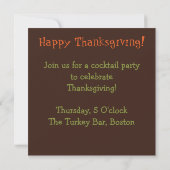 Invitation Turc caché de Thanksgiving (Dos)