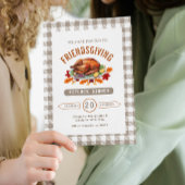 Invitation Turkey Thanksgiving Potluck Dinner Fall Gingham