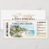 Invitation Turks and Caicos Trip Boarding Pass Ticket (Devant / Derrière)