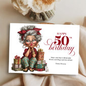 Invitation Turning 50 quirky woman fun humorous greeting