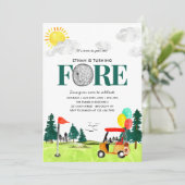 Invitation Turning FORE Golf Boy Golf Par tee 4e anniversaire (Debout devant)