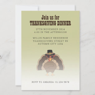 Invitation Turquie cool avec lunettes de soleil Dîner Thanksg