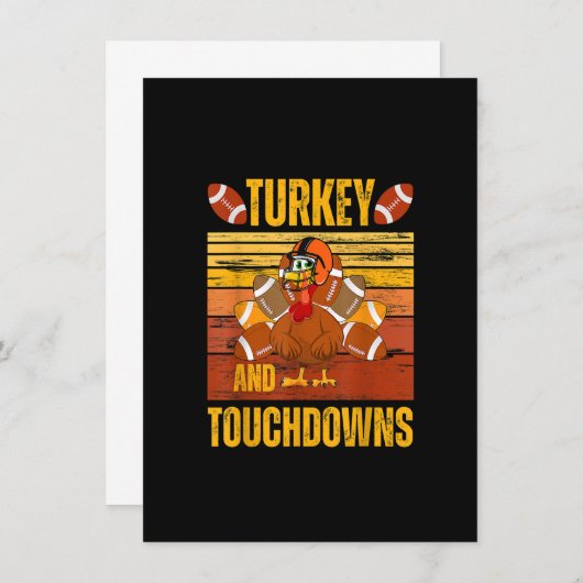 Invitation Turquie Et Touchdowns Football Thanksgiving Hommes (Devant / Derrière)