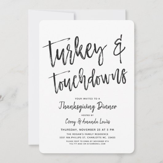 Invitation Turquie et Touchdowns | Thanksgiving (Devant)