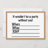 Invitation Turquie pèlerin Thanksgiving (Dos)