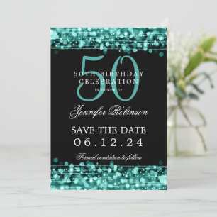 Invitation Turquoise 50e anniversaire Enregistrer la date