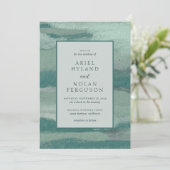 Invitation Turquoise Absract Coastal Chic Mariage moderne (Debout devant)