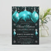 Invitation Turquoise Agate Breloques Noël Sweet 16 (Debout devant)
