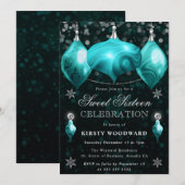 Invitation Turquoise Agate Breloques Noël Sweet 16 (Devant / Derrière)