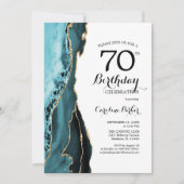 Invitation Turquoise Agate Or Blanc 70e anniversaire (Devant)