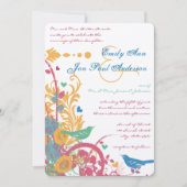 Invitation Turquoise Aqua Beeswax Raspberry Green Lovebird Ma (Devant)