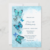 Invitation Turquoise aqua bleu aquarelle papillon (Dos)