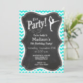 Invitation Turquoise, Aqua Color Chevron; Ballet (Debout devant)