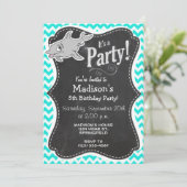 Invitation Turquoise, Aqua Color Chevron; Dauphin (Debout devant)