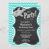 Invitation Turquoise, Aqua Color Chevron; Dauphin (Devant / Derrière)