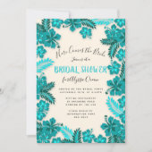 Invitation Turquoise Aqua Hibiscus Fête des mariées tropicale (Devant)