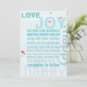 Invitation Turquoise Aqua Red Heart Mariage de typographie mo (Debout devant)