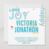 Invitation Turquoise Aqua Red Heart Mariage de typographie mo (Devant)