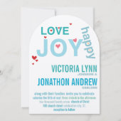 Invitation Turquoise Aqua Red Heart Mariage de typographie mo (Devant)