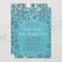 Turquoise Aqua Snowflakes Winter Wonderland Party