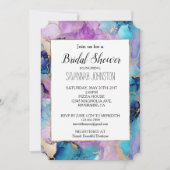 Invitation Turquoise Aqua violet marbre or (Devant)