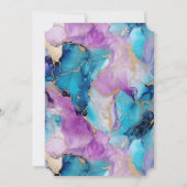 Invitation Turquoise Aqua violet marbre or (Dos)