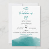 Invitation Turquoise Aquarelle bleu moderne Script (Devant)