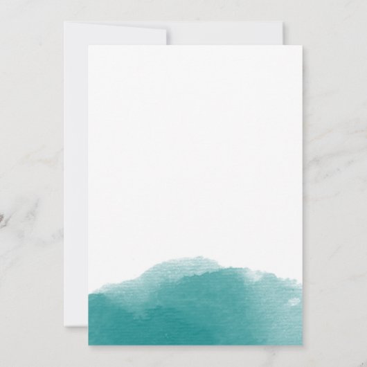 Invitation Turquoise Aquarelle bleu moderne Script (Dos)