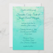 Invitation Turquoise Aquarelle Ombre Mariage de calligraphie (Devant)