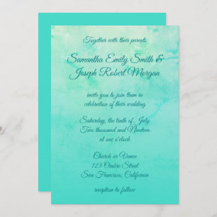 Invitation Turquoise Aquarelle Ombre Mariage de calligraphie