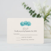 Invitation Turquoise Aquarelle Roses mariage RSVP (Debout devant)