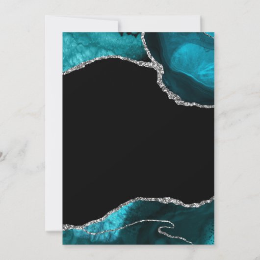 Invitation Turquoise & Argent Agate Virtual Anniversaire Invi (Dos)