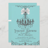 Invitation Turquoise & Argent Blanc Bow Lingerie Douche (Devant / Derrière)