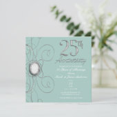 Invitation Turquoise Argent Diamant 25 Fête des 25 ans (Debout devant)