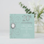 Invitation Turquoise Argent Diamant Soirée du 20e anniversair (Debout devant)