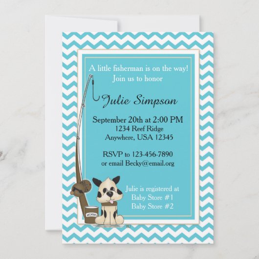 Invitation Turquoise au Baby shower Chevron (Devant)