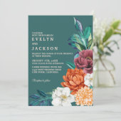 Invitation Turquoise Automne Moderne Terracotta Mariage Flora (Debout devant)