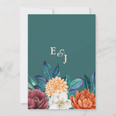 Invitation Turquoise Automne Moderne Terracotta Mariage Flora (Dos)