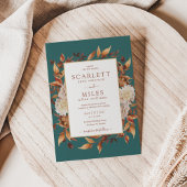 Invitation Turquoise Automne Terracotta Aquarelle Florale Mar