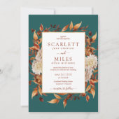 Invitation Turquoise Automne Terracotta Aquarelle Florale Mar (Devant)